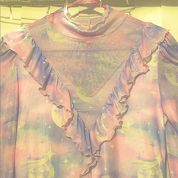 NWOT Sugar Thrillz Ruffled in Space Mini Dress(XL) - Picture 3 of 9